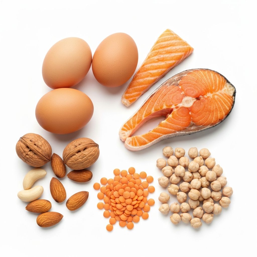 Protein-rich nutritious foods in studio composition