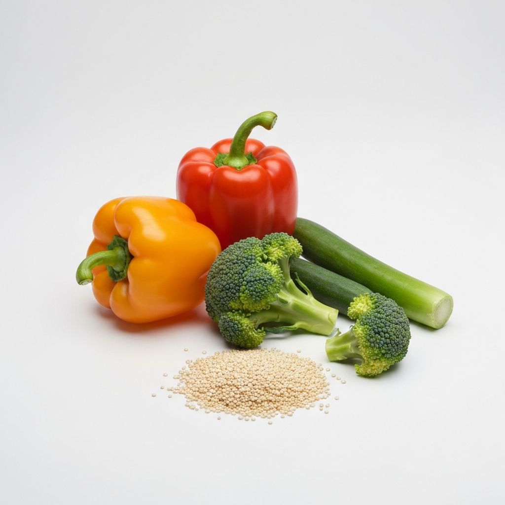 Nutritious food elements in studio setting